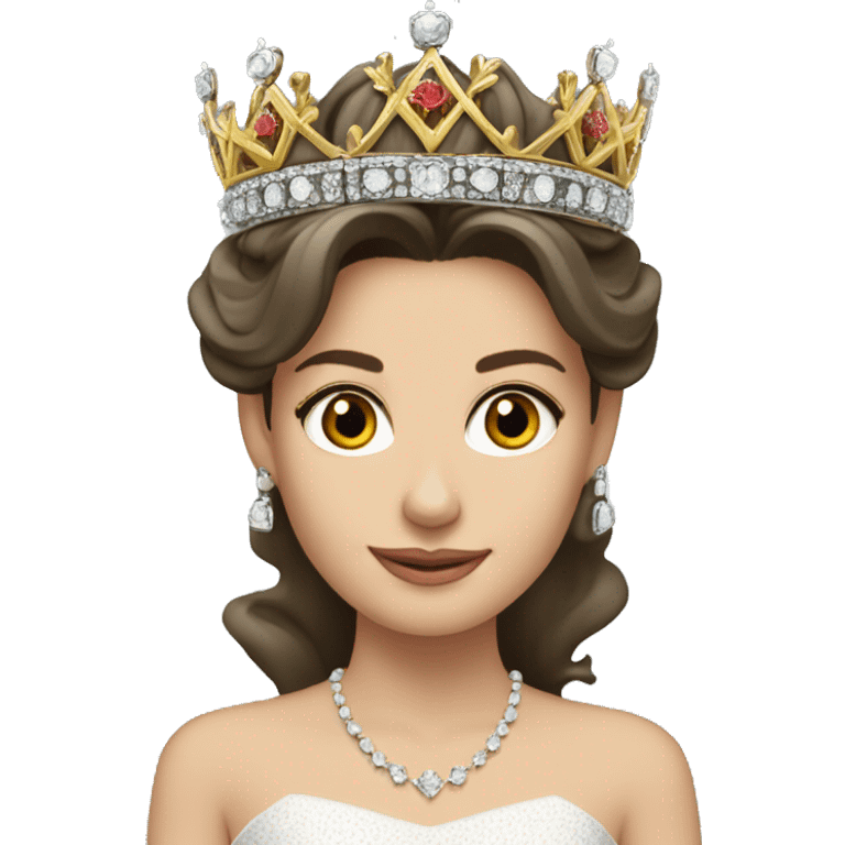 reina letizia con su corona de reina, pelo negro emoji