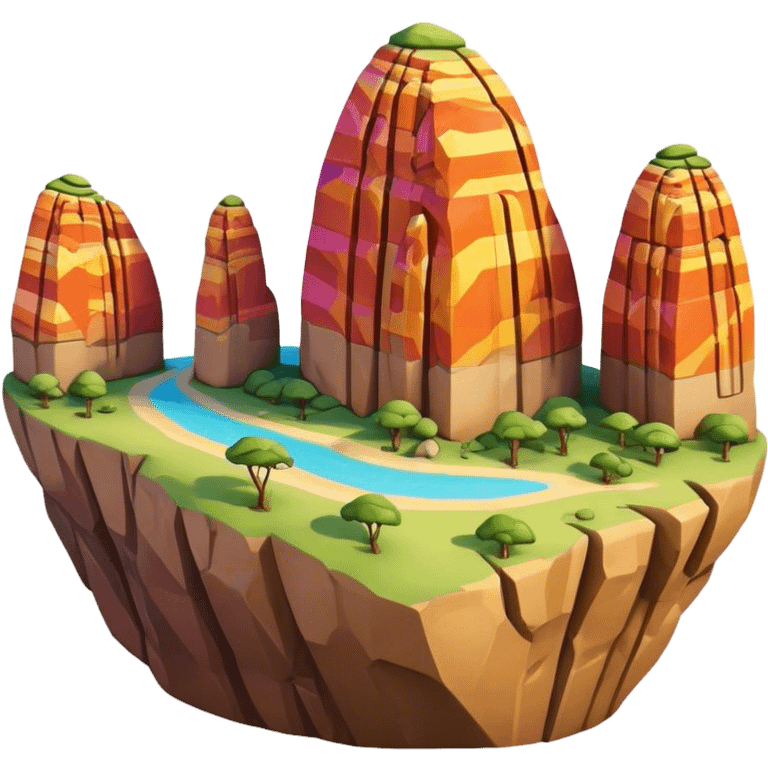 Cinematic Realistic Guatap√© Rock Landmark Emoji, showcasing a vividly colored rock formation with intricate patterns rendered with detailed textures and vibrant, scenic lighting. emoji