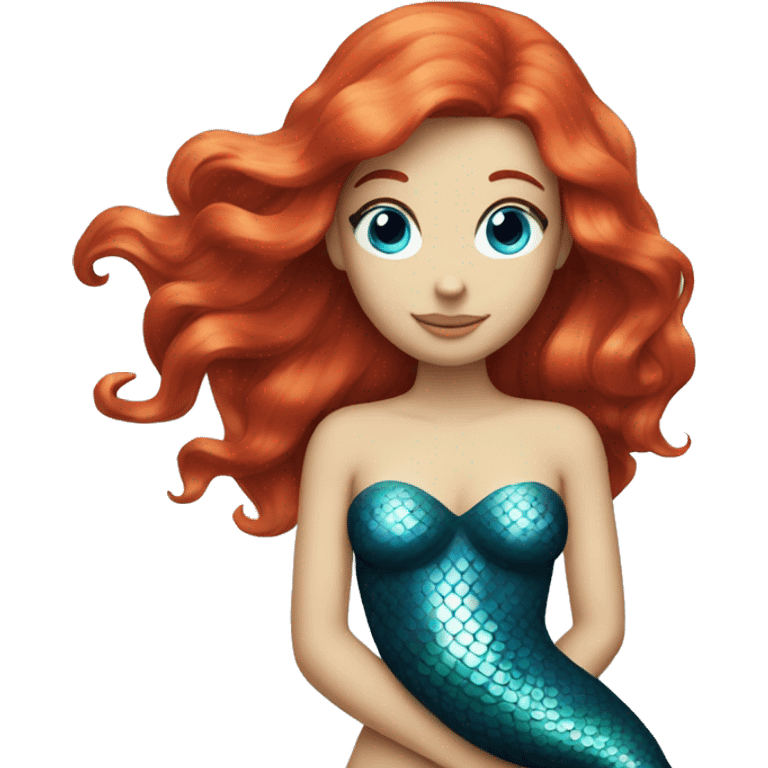 Mermaid with red hair with blue eyes emoji