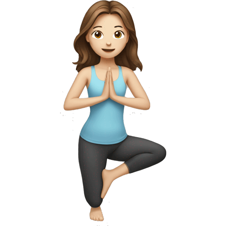 Girl doing yoga with brown hair and white skin  emoji