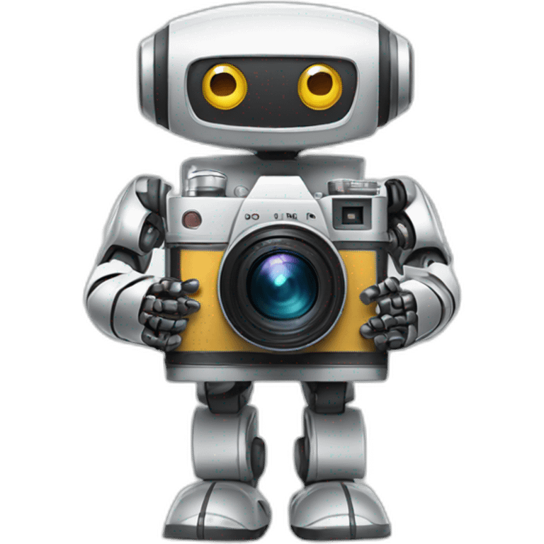 robot holding a film camera emoji