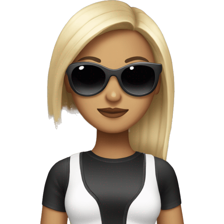 Girl with clubbing outfit sunglasses and fan emoji