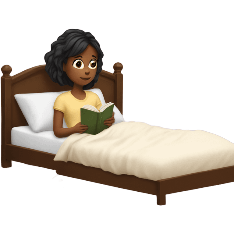 girl reading book in bed emoji