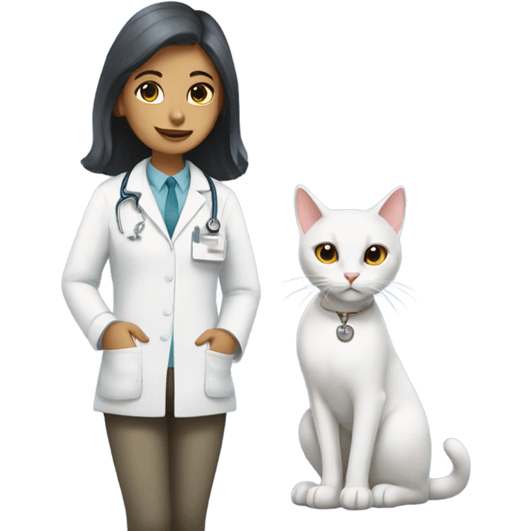 White Cat and vet girl emoji