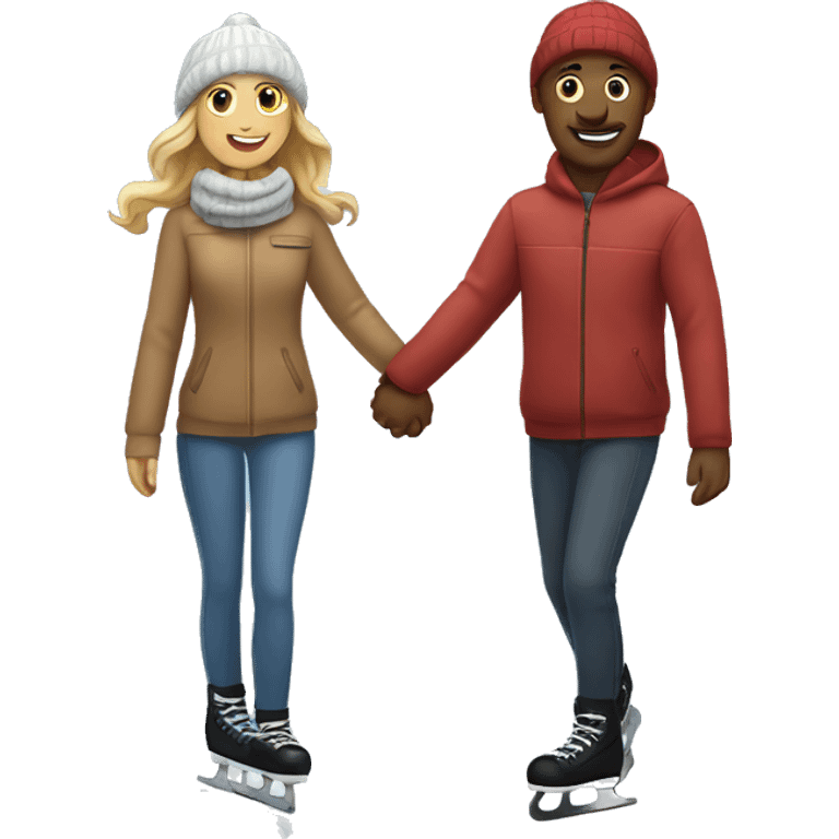 couple ice skating hand in hand emoji