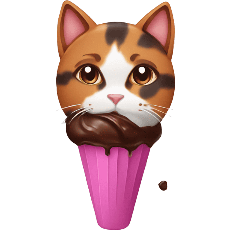 calico cat with chocolate icecream  emoji