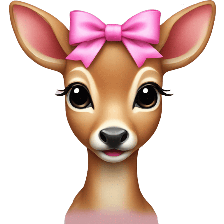 Baby deer with pink bow on neck emoji