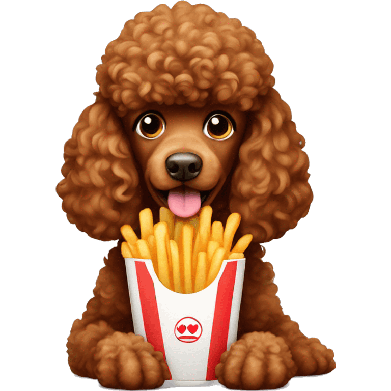 Brown poodle eating fries  emoji