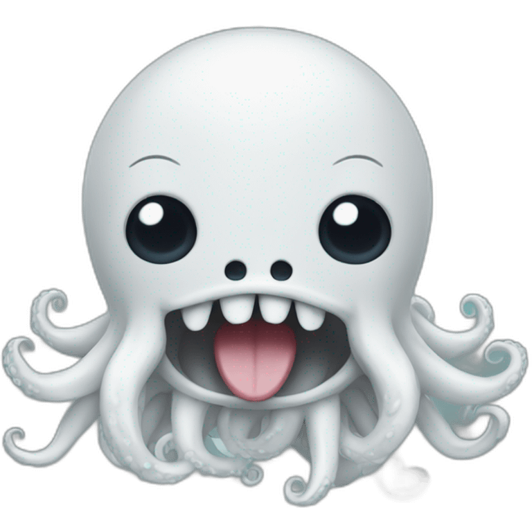 cute white kraken with cute face crying emoji