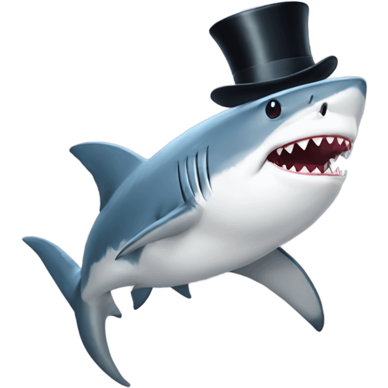 Shark with a top hat emoji