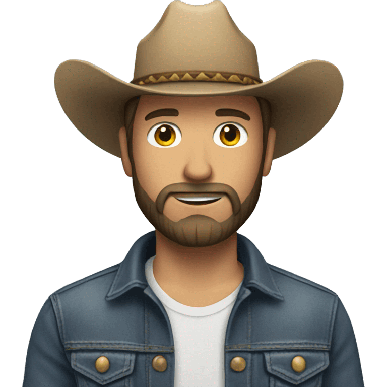 A white man using a cowboy hat, a jeans jacket and beard emoji