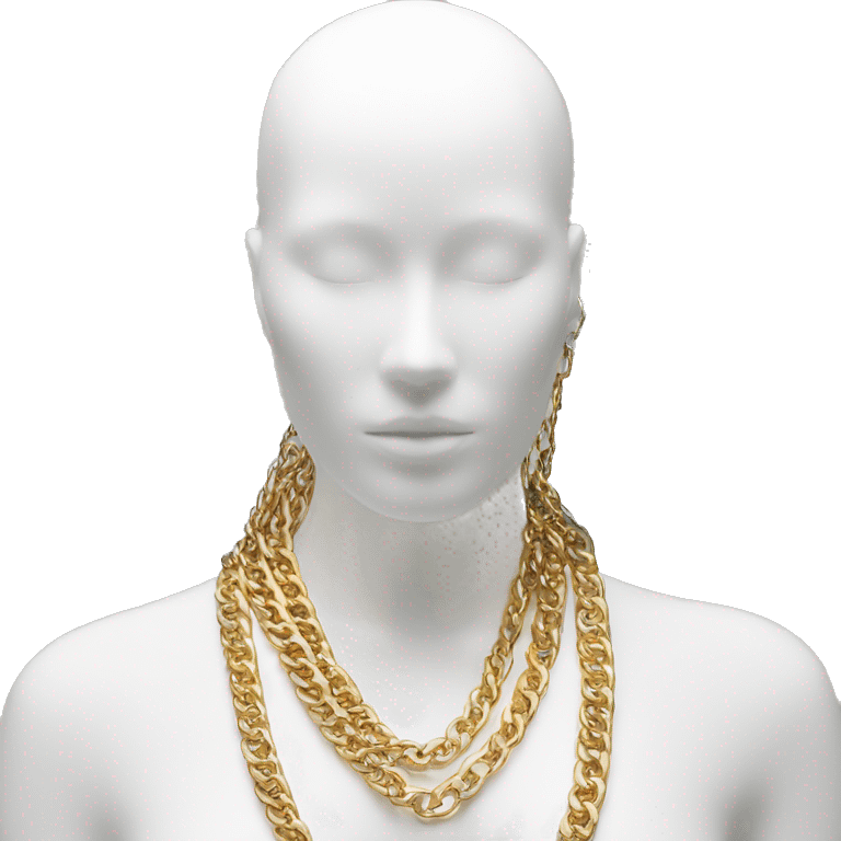 white mannequin no face with gold chain on neck emoji