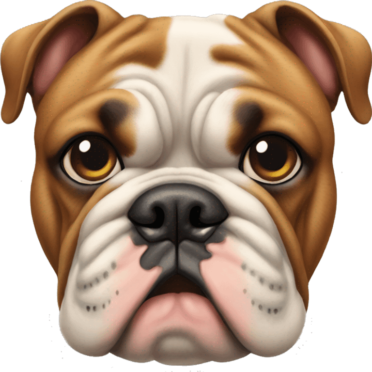 british bulldog with one small brown patch on his head emoji