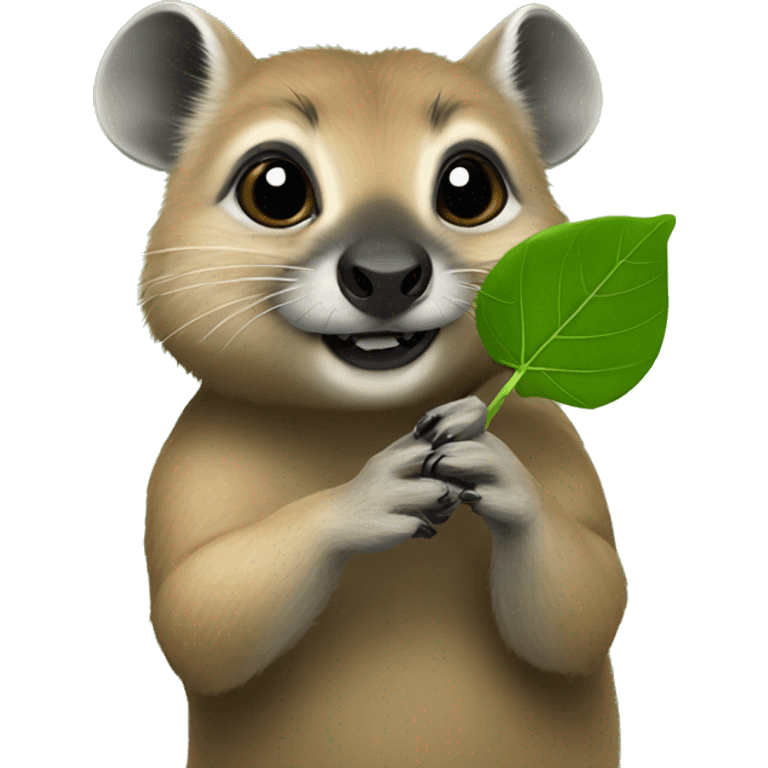 Hyrax eating leaf emoji