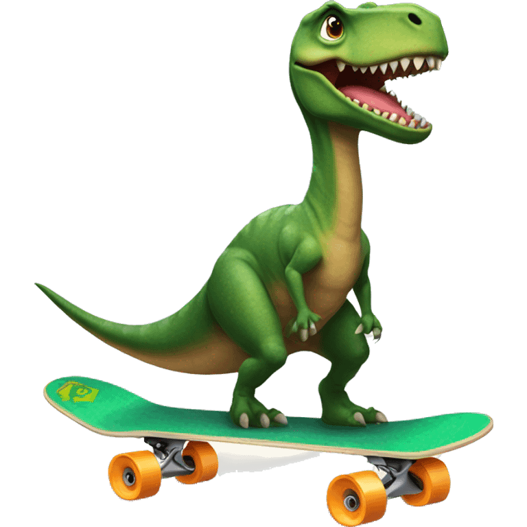 Dinosaur on a skateboard with a cape emoji