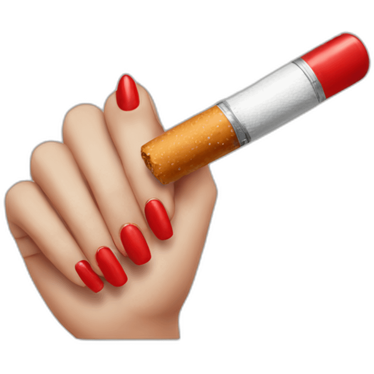 red nails holding cigarette emoji