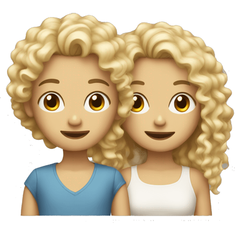 blonde curly girl and her friend brunette boy emoji