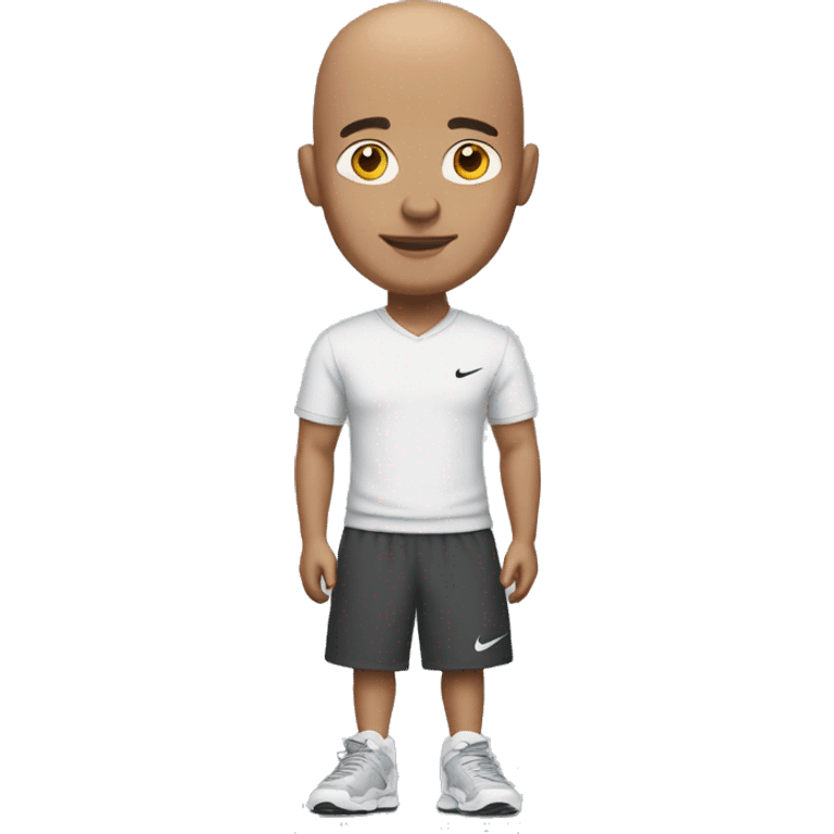 Bald guy with nike shoes in front of him emoji