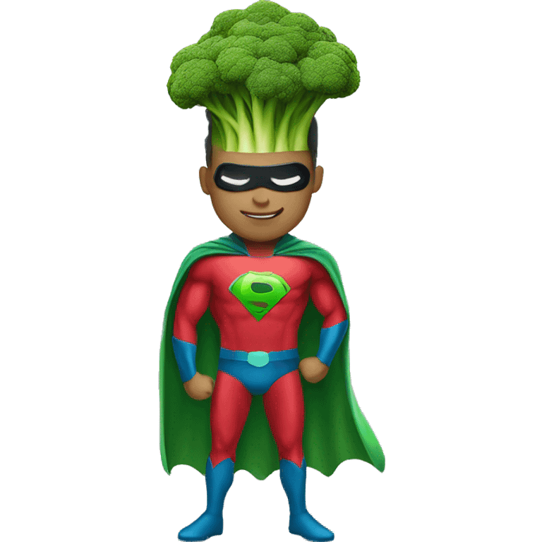 SuperBroccoli as a man in superhero suit emoji