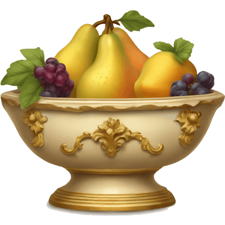 vintage rococo beige and gold bowl of fruit emoji