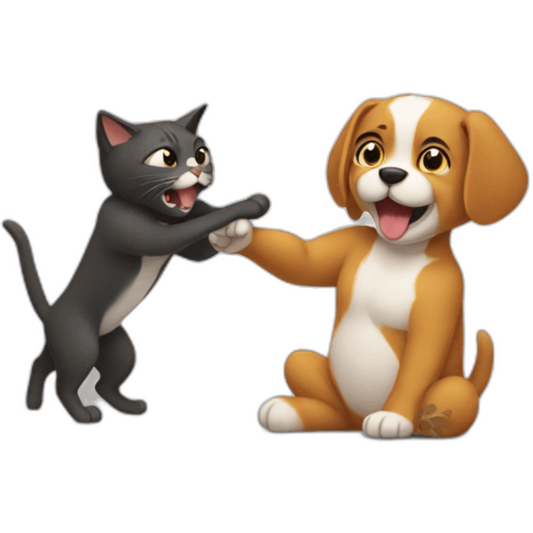 cat fights with dog emoji