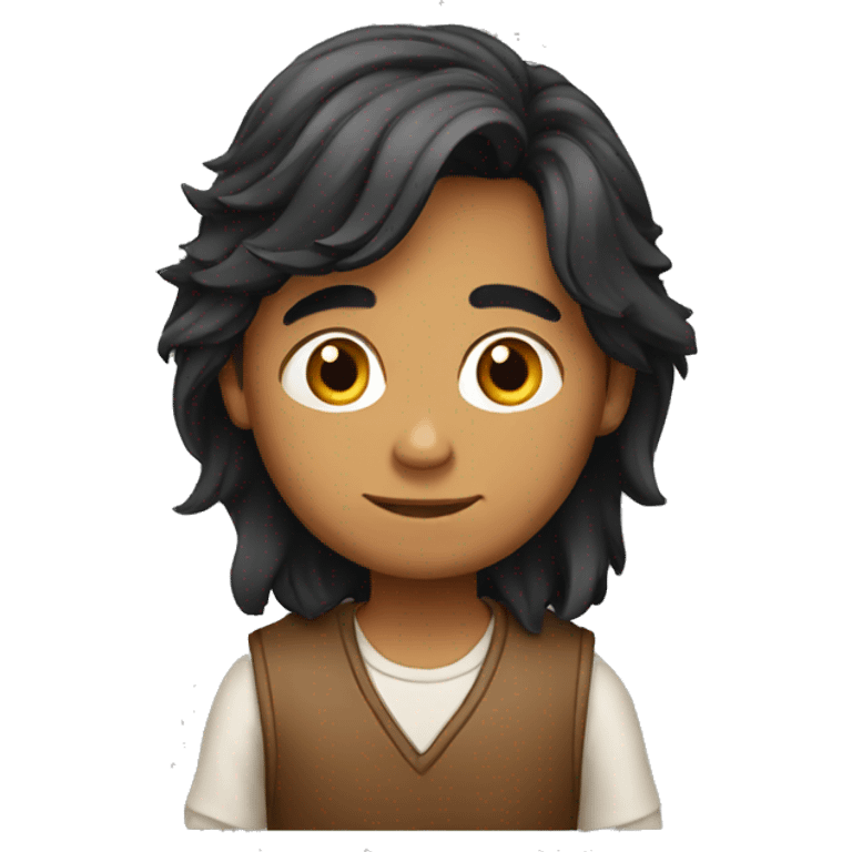 indian boy with long hair studying emoji