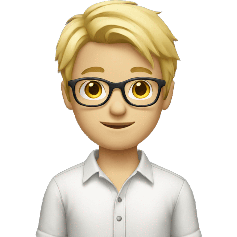 blond hair boy with glasses with shirt emoji