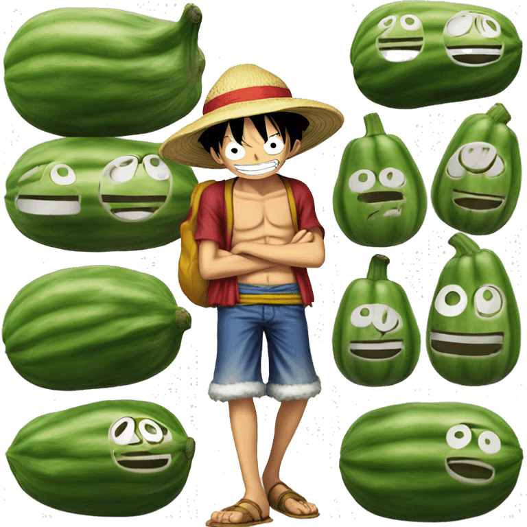 Luffy One Piece on a big eggplant emoji