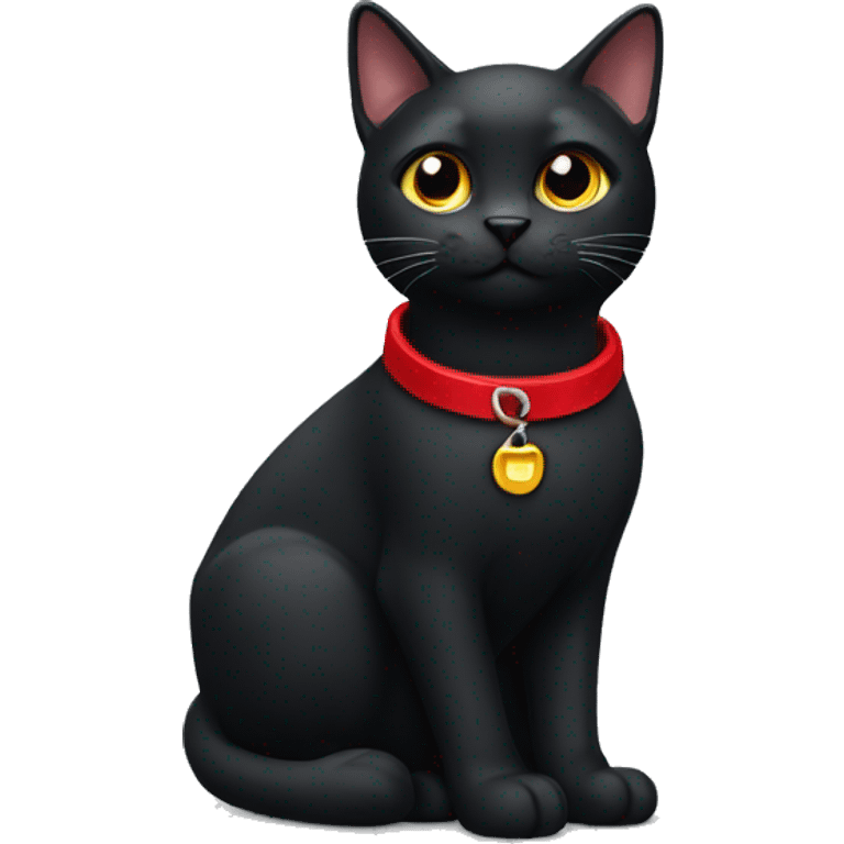 Black cat wearing red collar  emoji