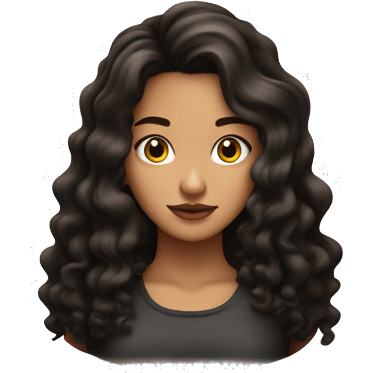 Chica morena clara con cabello rizado color negro con destellos marrones durmiendo  emoji