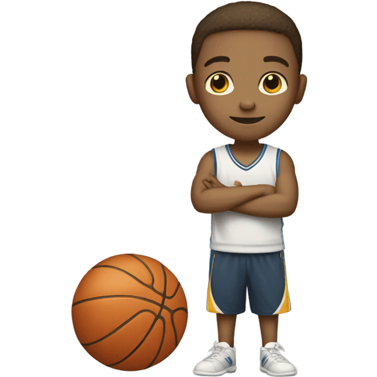 Light skinned boy with basketball emoji