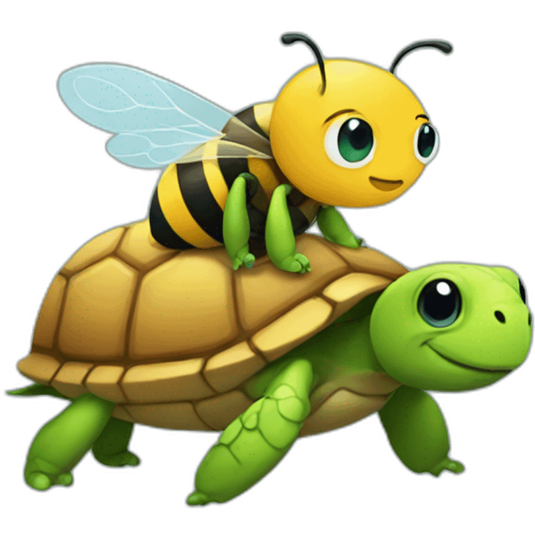 Bee hugging a turtle emoji