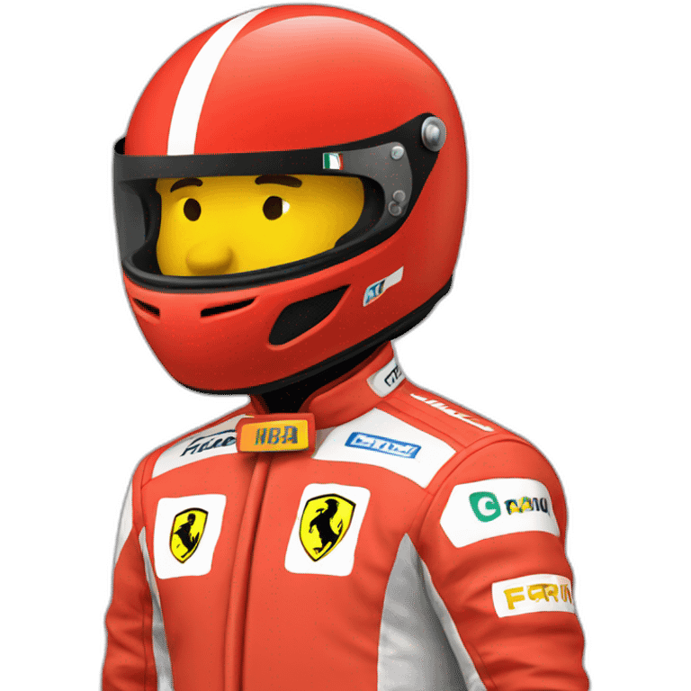 Racing driver with helmet and Ferrari suit emoji