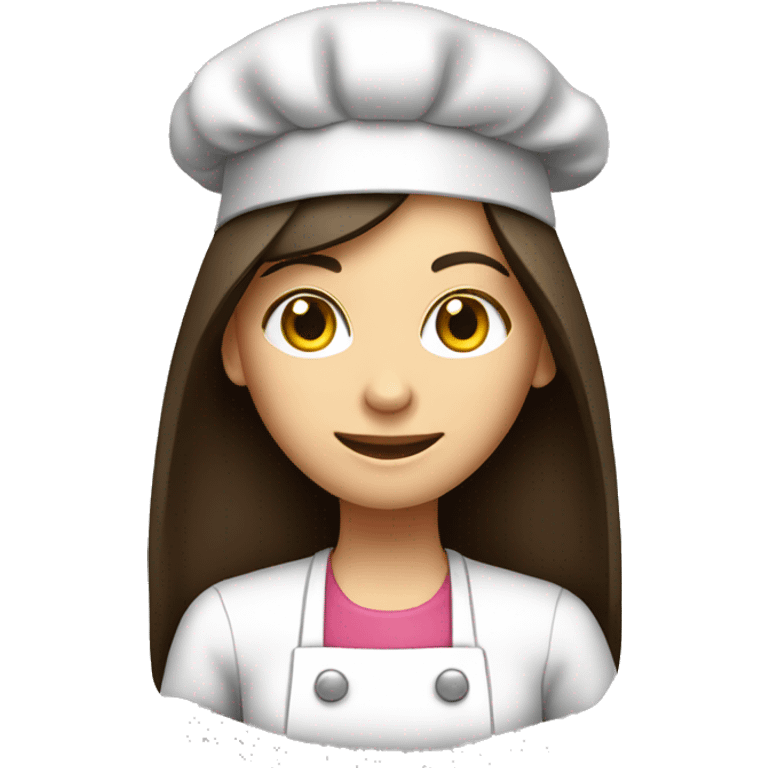 Brunette long straight hair girl making dinner in a cook hat emoji