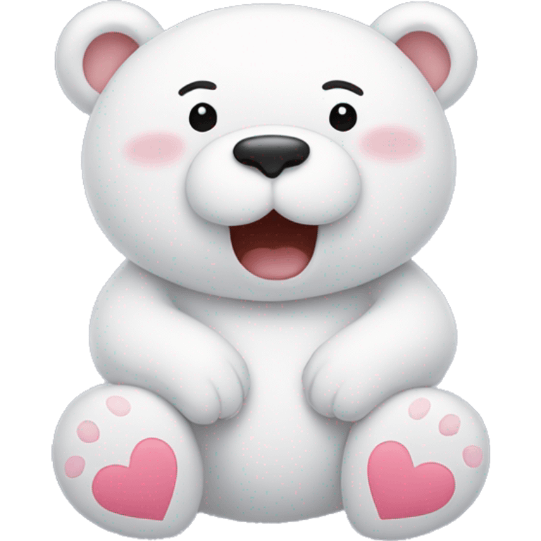 white cute bear emoji with hearts emoji