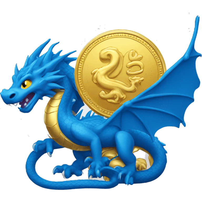 golden coin with a blue dragon emoji