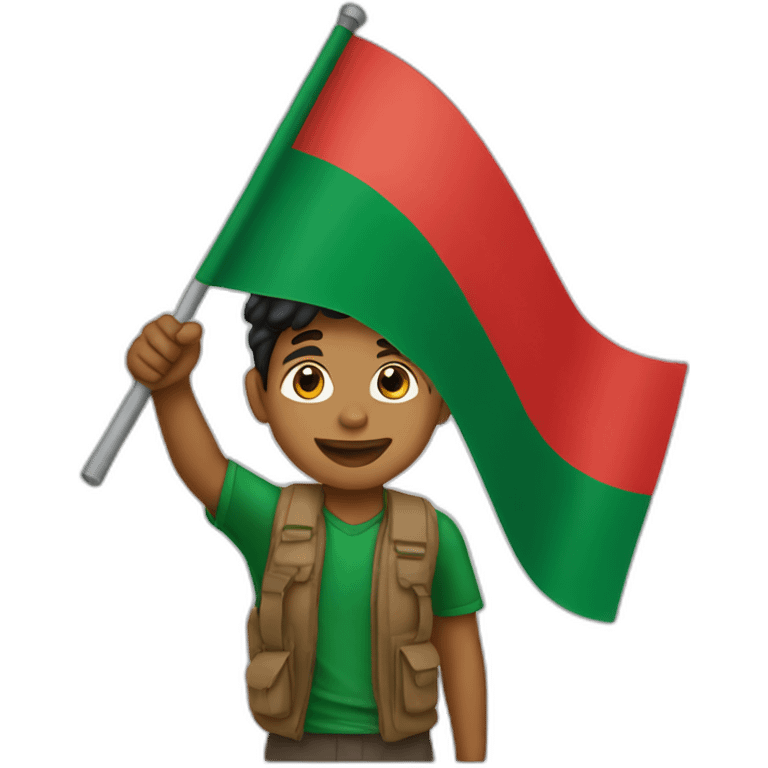 brown boy waving the Bangladesh flag emoji