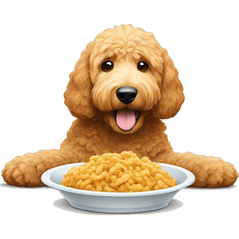 Golden doodle eating his food emoji