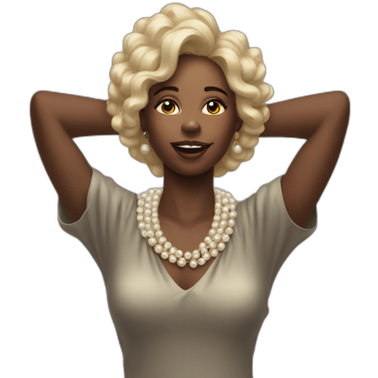 Black woman clutching her pearls on neck emoji