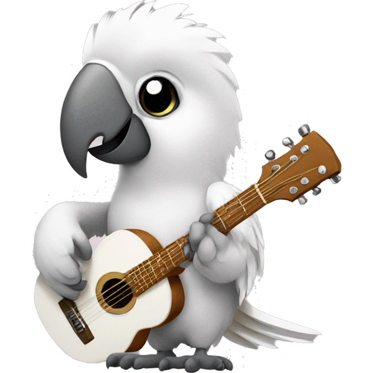 White parrot playing guitar emoji