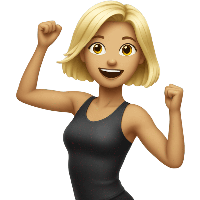 A blonde girl is dancing emoji