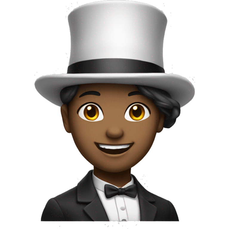 smiling girl white skin, in top hat emoji