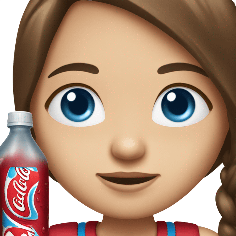 Drinking dr pepper cherry flavoured Brown hair girl blue eyes emoji