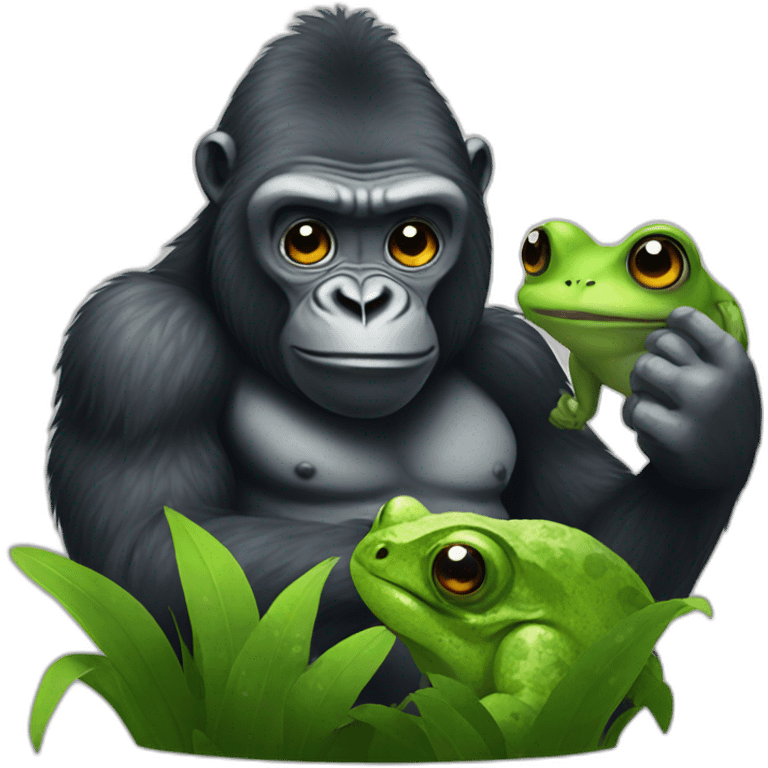 gorilla and frog love emoji