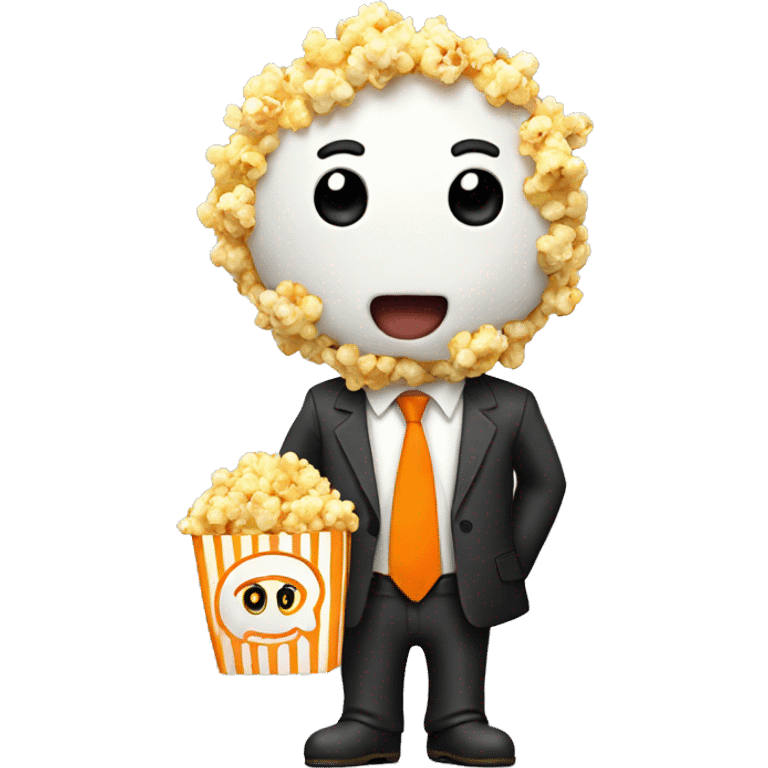 Popcorn wearing a suit with an orange tie  emoji