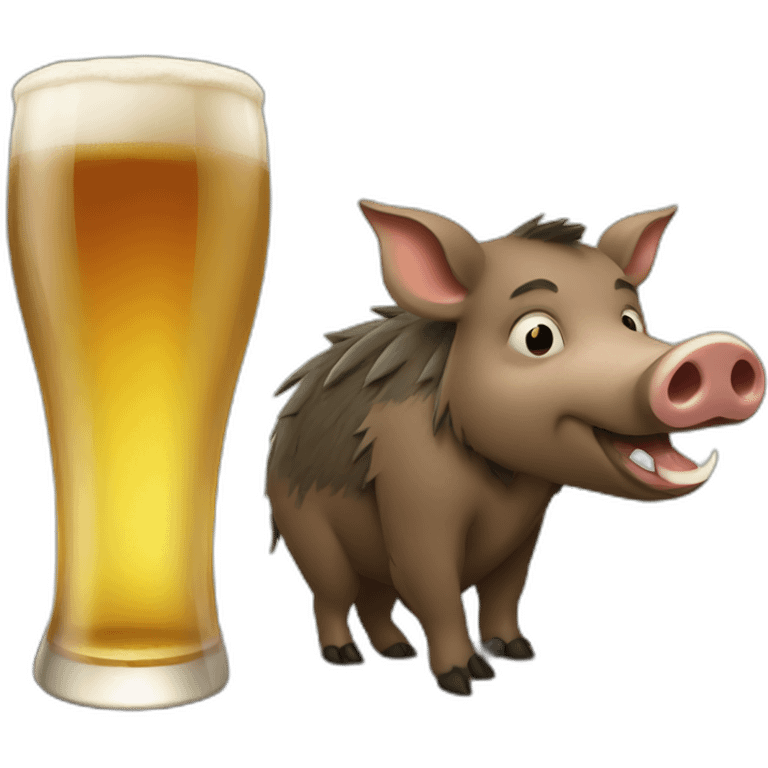 Wild boar drinking beer emoji