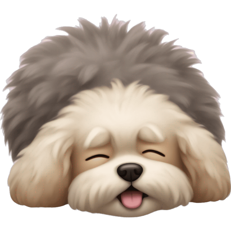 A fluffy dog sleeping  emoji