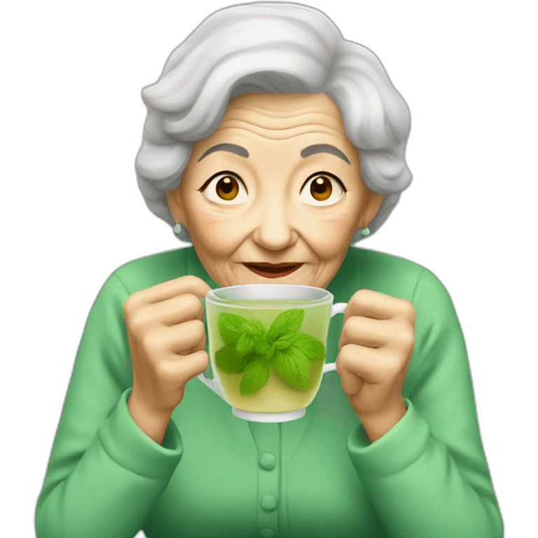 old woman drinking mint tea emoji