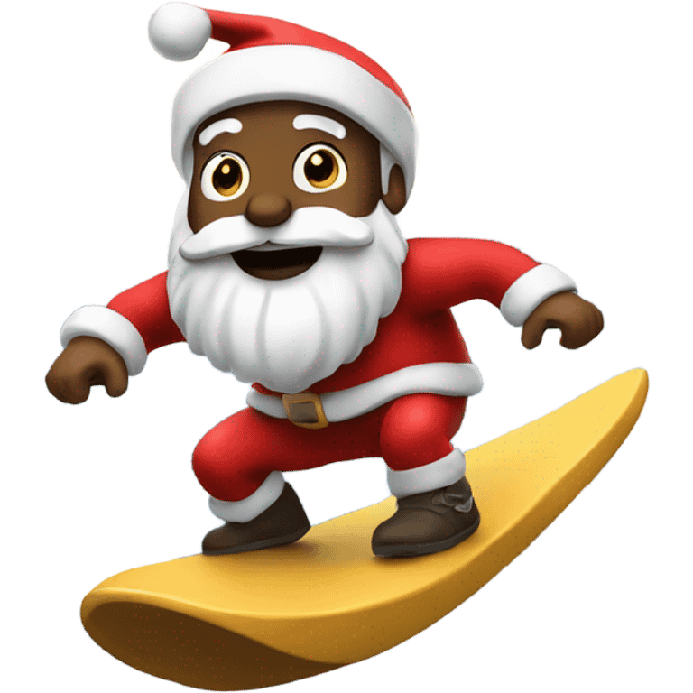 Santa surfing down mountain emoji