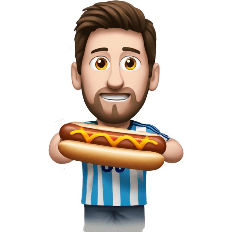 Messi eats hot dog emoji